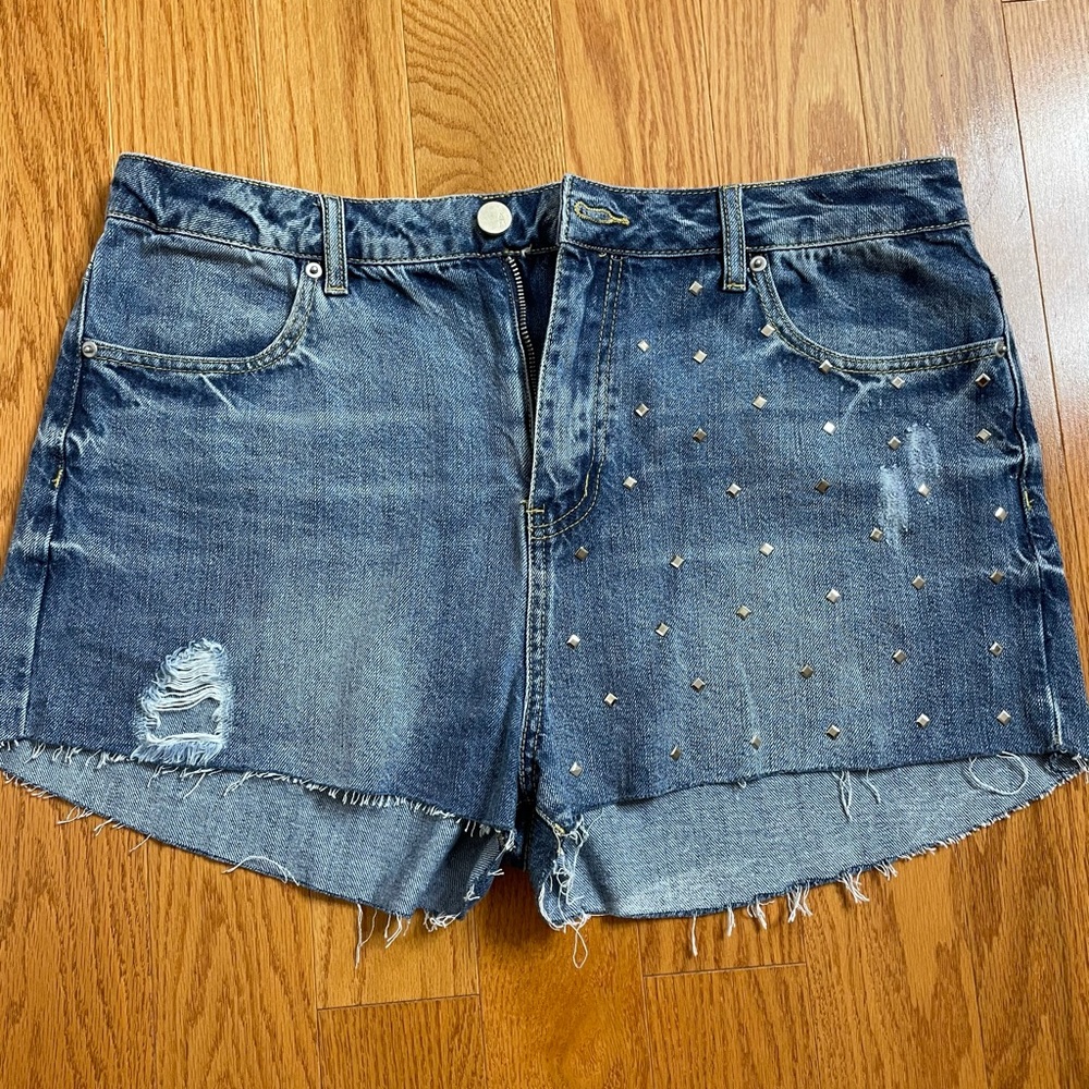Studded Denim Shorts